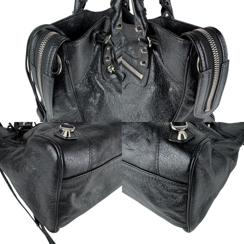 Balenciaga City Leather Shoulder Bag Black Silver - Picture 4 of 4